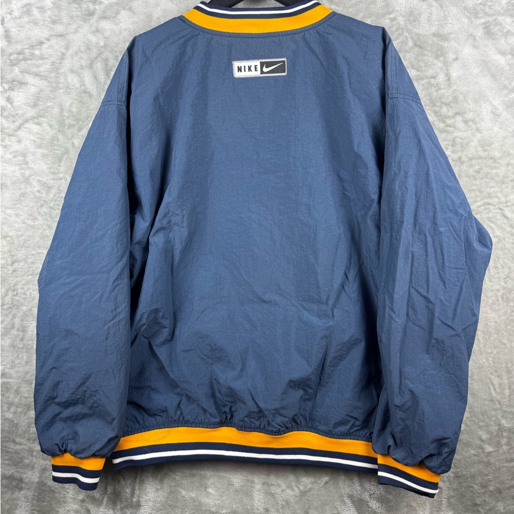 Vintage Nike Big Swoosh Windbreaker Pullover Pockets Navy Mens Large 90s Ribbed - Picture 2 of 16